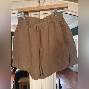 Women’s CLASSIC Linen Blend Elastic Waist Shorts - Brown